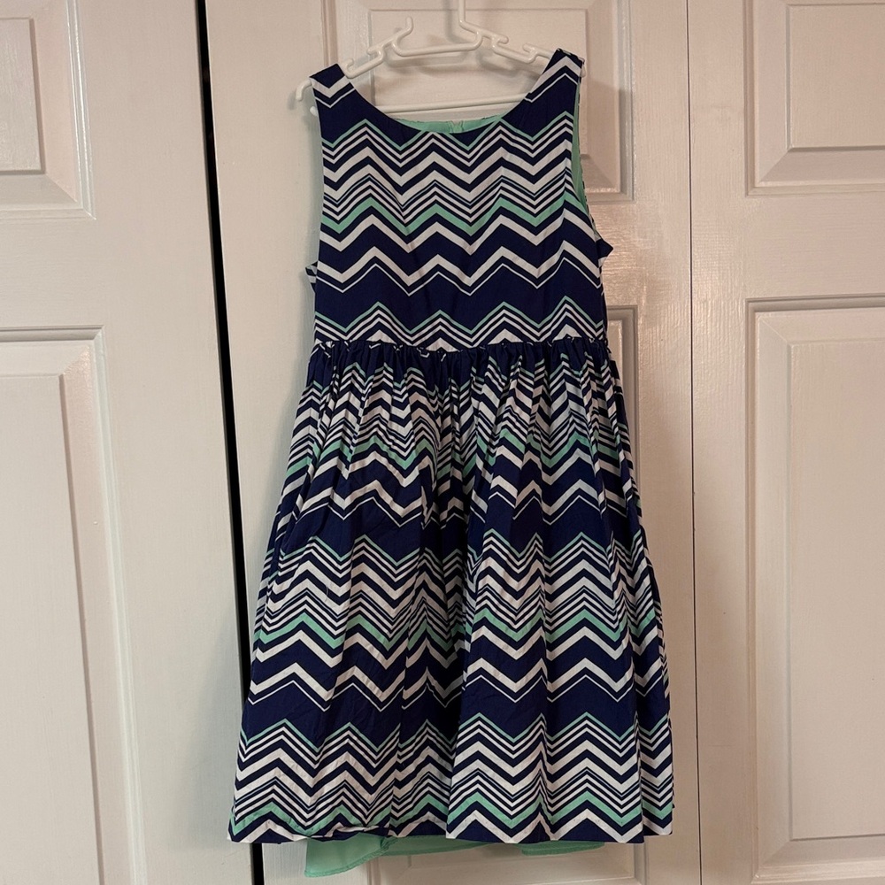Bonnie Jean Chevron Kids Dress - Navy and White